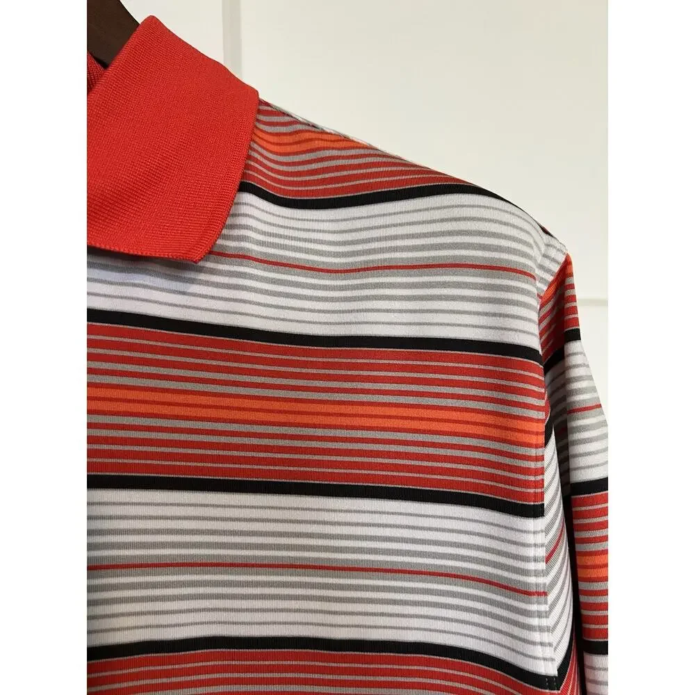 Nike Golf Polo Men's Medium Dri Fit Orange Red Short Sleeve - Picture 2 of 9